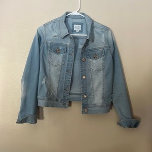 Basic denim distressed jean jacket
